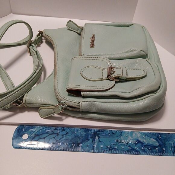 Multi Sac Light Blue Crossbody Purse – Adjustable Strap – Zipper Pockets - Picture 6 of 11